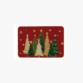 Christmas crystal velvet floor mat red holiday tree pattern soft home entrance rug - Style 17