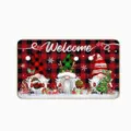 Christmas crystal velvet doormat with cute gnomes pattern, welcome entry foot mat for home. - Style 18