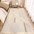 Modern minimalist geometric bedside rug, soft cashmere imitation floor mat for bedroom living room. - 40x100cm / Solid Line-4N