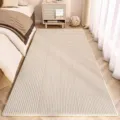 Minimalist luxury imitation cashmere bedroom bedside floor mat, soft durable area rug. - 40x100cm / Solid Line-1N