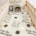 Detailed view of the waterproof PVC pet mat with cute puppy prints for indoor playpens. - 40x60cm / Cartoon Puppy