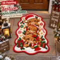 Cute Christmas Highland Cow doormat fluffy festive welcome mat for winter home decor - 40x60cm Size / Stacked Highland Cows Style (9.18GYG圣诞异形-1)