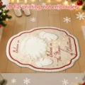 Christmas themed faux cashmere irregular floor mat, cozy holiday home door mat and rug. - 40x60cm Size / Festive Glove and Snowflake Style (9.18GYG圣诞异形-3)