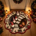 Christmas decorative 3D illusion crystal velvet round rug for living room home decor - 3D Stair Gnome Style (c-917sdy 5)