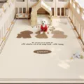 Waterproof PVC pet playpen mat with cute puppy print and wipe-clean surface for living room. - 40x60cm / Happy Puppy (Vertical)