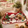 Christmas holiday floor mat snowman gingerbread house pattern non-slip cozy doormat for porch - Snowman Gingerbread House Mix Style (9.18GYG圣诞异形-8)