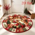 Christmas decoration crystal velvet round carpet 3D visual illusion floor mat home decor - Christmas Hallway Style (c-917sdy 8)