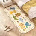 Cute fluffy runner rug for bedroom bedside, soft cozy floor mat with cute cartoon animal patterns - Zoo 01