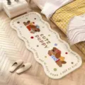 Cute fluffy bedroom rug soft faux cashmere bedside mat lovely puppy design for home floor decor - 40x120cm / Two Pugs