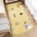 Cute cartoon imitation cashmere rug, soft green and yellow bedside carpet for home. - 40*60cm / Smiling Flower - Faux Cashmere