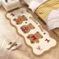 Cute faux cashmere bedside rug soft warm floor mat for bedroom living room balcony decor - 40x120cm / Three Little Teddies