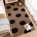 Fluffy brown polka dot bedroom bedside rug, soft cozy plush floor mat for home decor. - 40*60cm / Mocha Polka Dot - Faux Cashmere