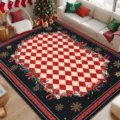 Weihnachts rot-weißer karierter dekorativer Teppich für das Wohnzimmer gemütliche Fußmatte - Rot-Weißes Karomuster Schneeflocken-Stil (8.14GYG圣诞-1) / Größe 40x60cm