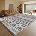 Tappeto decorativo con motivo geometrico minimalista di lusso per tappetino da salotto e camera - Strisce Giuntate Multicolore (8.14GYG Retro-7)