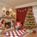 Weihnachten karierter Teppich fuer Wohnzimmer gemuetliche Weihnachtsmatte Schlafzimmer - Rot-Weißes Karomuster Schneeflocken-Hirsch-Stil (8.8.14GYG圣诞-4) / Größe 40x60cm