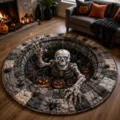 Halloween 3D visual illusion circular rug for living room bedroom floor decor comfortable mat - 60x60cm (Imitation Cashmere) / Halloween Style 2