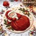 Runder Weihnachts-Weihnachtsmann-Plüschteppich, weiche rutschfeste Schlafzimmer-Bettmatte. - Weihnachtsteppich Stil 7