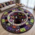 Halloween 3D visual illusion round rug decorative carpet for living room bedroom home decor - 60x60cm (Imitation Cashmere) / Halloween Style 1