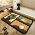 Cute cat and plant patterned bathroom floor mat, soft absorbent non-slip mat for home decor. - Cat Style 5