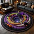 Halloween 3D visual round rug, soft cozy living room carpet, unique vortex knit pattern mat. - 60x60cm / Halloween Style 12