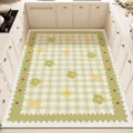Alfombra de cocina impermeable antideslizante resistente al aceite diseño de cuadros florales - 40x60cm / Estilo Media Luna Duo Duo (Yi Mo Jing)