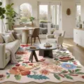 Rosa geblümter Deko-Teppich mit Wellenkante für das Wohnzimmer, Retro Bodenmatte gemütlich. - Hellrosa Retro Floral (03) / 40x60cm