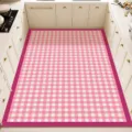 Alfombrilla de cocina de cuadros rosa y blanco impermeable resistente al aceite antideslizante - Estilo Cuadros Guayaba (Yi Mo Jing)