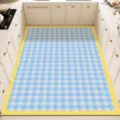 Alfombra de cocina cuadros azul y blanco impermeable antideslizante resistente fácil de limpiar - Estilo Cuadros Taro (Yi Mo Jing)