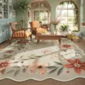 Gezackter Vintage Blumen Teppich für Wohnzimmer, ästhetische dekorative Fußmatte rutschfest. - Pastoraler Retro Floral (04) / 40x60cm