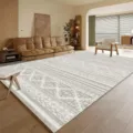 Grande tappeto geometrico per soggiorno, design minimalista moderno, tappetino resistente e pulito. - Geometria Retrò Tono Grigio (8.14GYG Retro-5)