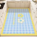 Alfombra de cocina impermeable antimanchas cuadros azules diseño bonito detalle runner - Estilo Cuadros Queso (Yi Mo Jing)