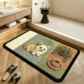 Cute 3D corgi bathroom floor mat, absorbent non-slip toilet mat, green plant variant. - Dog Style 3 / 30*40cm