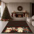 Weihnachten Karo Fußmatte mit süßen Katzen Muster, weicher Teppich für Schlafzimmer Wohnzimmer. - Rot-Grünes Karomuster Katzen-Stil (8.14GYG圣诞--6) / Größe 40x60cm