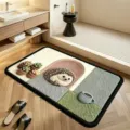 Cute hedgehog bathroom floor mat, non-slip absorbent tufted rug for shower room and toilet door. - Hedgehog Style 8