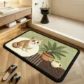 Cute 3D cat bath mat absorbent non-slip floor carpet for stylish bathroom decoration - Black Cat Style 9