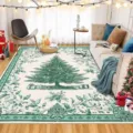 Weihnachtsbaum Teppich vintage gruen botanisch Wohnzimmer Bodenmatte feiertag dekoration - Cremeweiß Weihnachtsbaum Rebe Stil (8.14GYG圣诞-8) / Größe 40x60cm