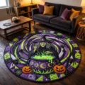 Halloween 3D visual round rug for living room decor soft bedroom floor mat spooky holiday style - 60x60cm / Halloween Style 11