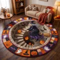 Halloween 3D visual round decorative rug, spooky spiral staircase pattern living room floor mat - 60x60cm / Halloween Style 13