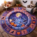Round Halloween 3D Illusion Rug, Spooky Castle Pumpkin Living Room Bedroom Decor Carpet - Halloween Pumpkin Castle Visual (8.15GYG Visual-14) / 60x60cm (Imitation Cashmere)