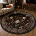 Halloween 3D illusion round decorative rug skull skeleton floor mat for living room bedroom - Halloween Skeleton Abyss Vision / 60x60cm (Imitation Cashmere)