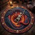 Halloween 3D visual round rug, spooky dragon skeleton pattern soft bedroom floor mat carpet. - 60x60cm / Halloween Visual-21