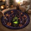 Halloween 3D Visual Round Rug for Living Room Bedroom Cozy Non-Slip Decorative Mat - 60x60cm / Halloween Visual-22