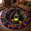Halloween 3D visual illusion round area rug, soft cozy bedroom bedside floor mat decor. - 60*60cm / Dungeon Witch Halloween Style (8.15GYG-25)