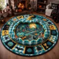 Halloween 3D illusion round decorative rug for living room bedroom spooky holiday home decor - 60*60cm (Imitation Cashmere) / Halloween Pumpkin 3D Visual (8.15GYG-31)