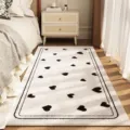 White bedroom area rug with black heart pattern, thick plush bedside carpet for home decor. - 100*160cm(Cashmere-like) / Black Heart Plan