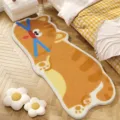 Tapis chat en cachemire mignon de forme spéciale, descente de lit douce pour chambre - Chat Orange Stupide