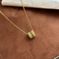 Gold grüne Strass Tonnen Anhänger Halskette elegante Mode Schmuck für Damen schicker Stil - Gold