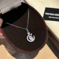 Zirkon Stern Anhänger Halskette Elegant Damen Silber Kette Mode Schmuck Geschenk - Silber