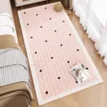 Cute cartoon cashmere-like bedroom bedside rug with pink grid and black heart pattern soft home mat - 40*60cm / Pink Mood - Faux Cashmere