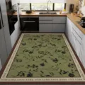 Absorbent green floral kitchen floor mat with stylish text border anti-slip rug - 40*60cm / Star Flower Dream